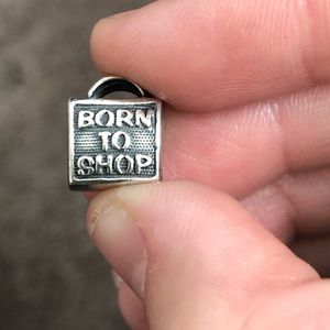 SS pandora compatible born to shop bag charm